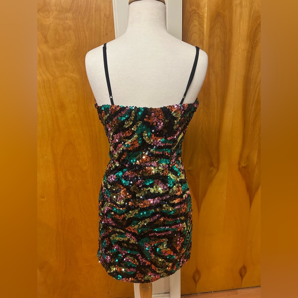 French Connection Multi Colored Sequin Mini Dress… - image 2